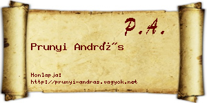 Prunyi András névjegykártya